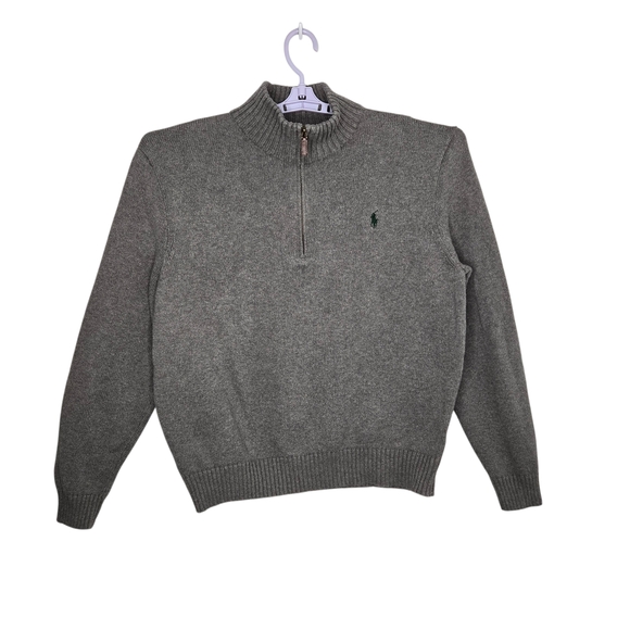 Polo Ralph Lauren Pullover Mens EL Estate Rib Quarter Zip Grey Sweater Pony - Picture 2 of 10
